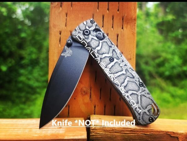 Snakeskin - Reptile Pattern - Benchmade Bugout TI - Deep Laser Engraved Titanium Scales - Flytanium Gear *Scales/Handles Only*