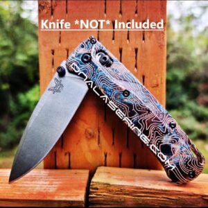 Shipwreck Patina - Topographic Map - Benchmade Bugout Crossfade - Deep Laser Engraved - Flytanium gear - *Scales / Knife handles Only*
