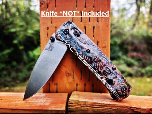 Shipwreck Patina - Topographic Map - Benchmade Bugout Crossfade - Deep Laser Engraved - Flytanium gear - *Scales / Knife handles Only*