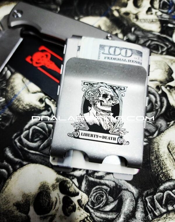 Liberty or Death! - Chaves Ultramar - Deep Fiber Laser Engraved - TI Fold Wallet - EDC Gear - Titanium Wallet with Money Clip
