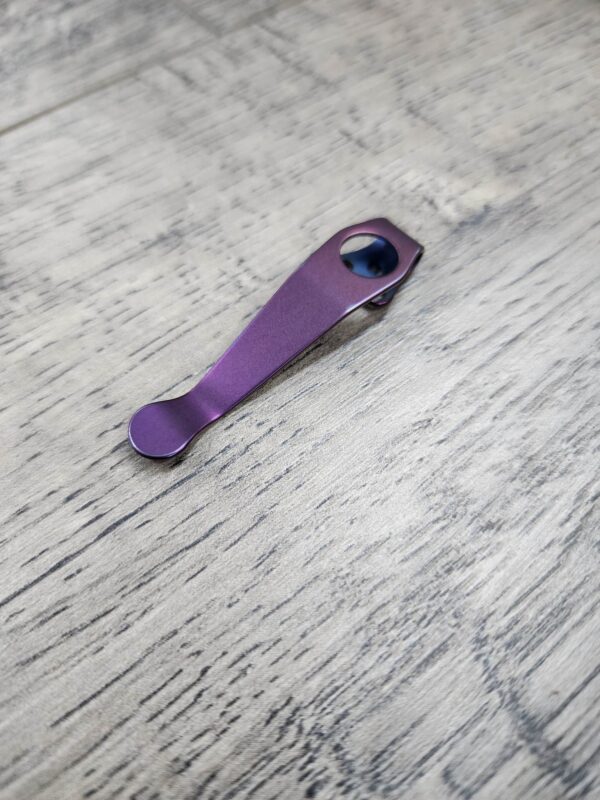 LynchNW Spyderco - Standard - Anodized Titanium - Deep Carry Pocket Clip - Ano Finish - Bronze - Blurple - Fade - Purple - MADE in USA