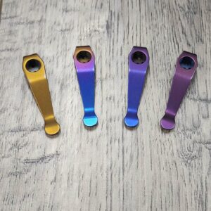 LynchNW Spyderco - Standard - Anodized Titanium - Deep Carry Pocket Clip - Ano Finish - Bronze - Blurple - Fade - Purple - MADE in USA