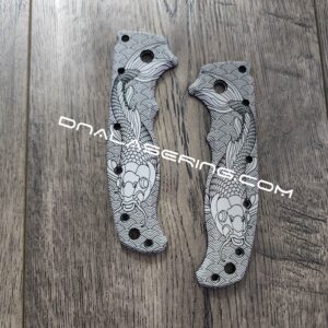 Koi - Seigaiha Waves - Demko AD 20.5 - Laser Engraved Aluminum Scales - Anodized Black - EDC Gear