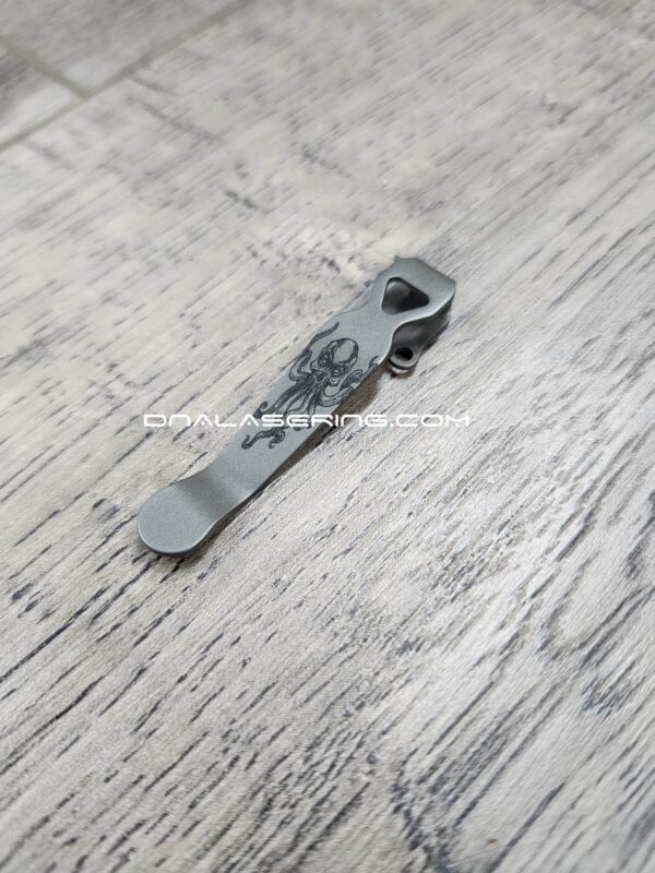 LynchNW Benchmade - Kraken - Deep Laser Engraved Titanium - Deep Carry Pocket Knife Clip - Blacksmith, Satin or Sandwash Finish MADE in USA