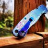 il_fullxfull.4655069198_idm9-1.jpg Damascus Pattern - Spyderco PM2 TI - Fiber Laser Deep Engraved - Anodized Titanium Knife Scales - Flytanium - Knife & Hardware Optional