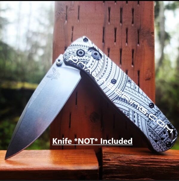 Maori Tattoo - Tamoko - Benchmade Bugout - Deep Laser Engraved Titanium Scales - EDC Gear *Scales/ handles Only*