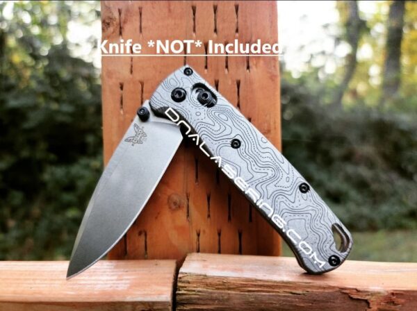 Topographic Lines - Benchmade Bugout TI - Deep Laser Engraved Titanium Scales - Flytanium Gear *Scales/handles Only*