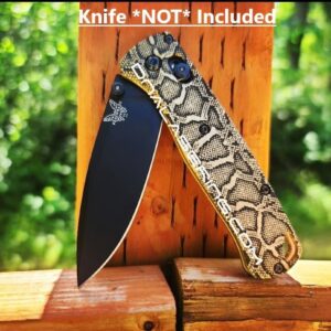 Snakeskin - Reptile Pattern - Benchmade Bugout - Deep Laser Engraved Brass Knife Scales - EDC Gear *Scales / handles Only*