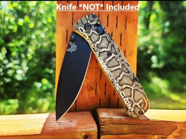Snakeskin - Reptile Pattern - Benchmade Bugout - Deep Laser Engraved Brass Knife Scales - EDC Gear *Scales / handles Only*