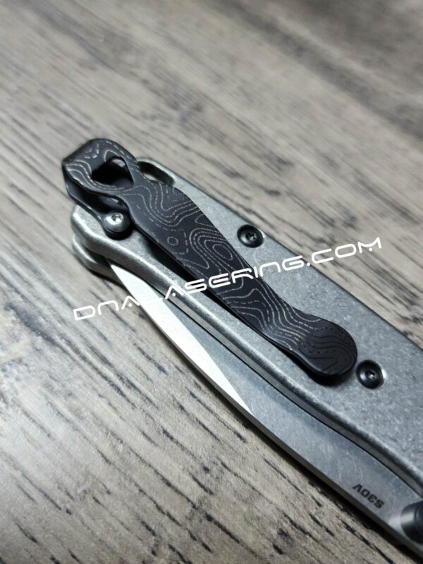 Benchmade - Topographic Map 2.0 - Engraved Titanium - Deep Carry Pocket Knife Clip - Blacksmith Satin or Sandwash Finish MADE in USA