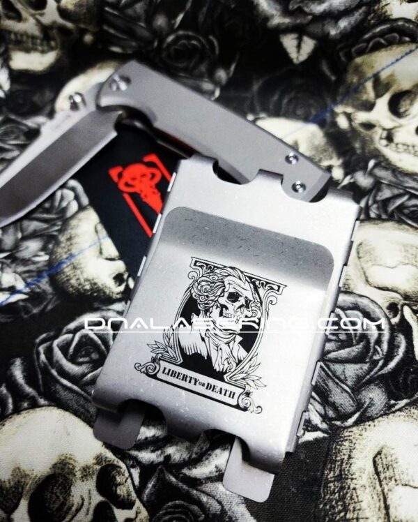 Liberty or Death! - Chaves Ultramar - Deep Fiber Laser Engraved - TI Fold Wallet - EDC Gear - Titanium Wallet with Money Clip
