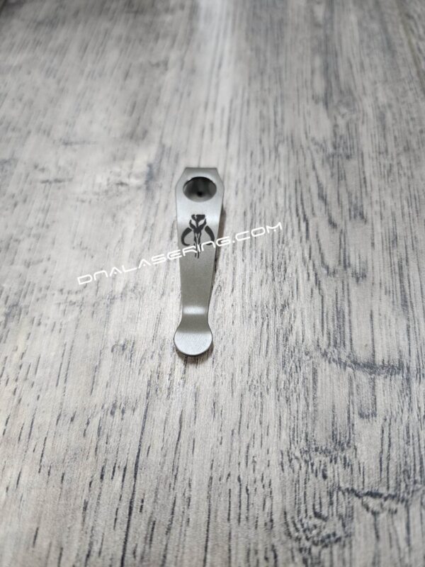 LynchNW Spyderco - Mythosaur Skull - Laser Engraved Titanium - Deep Carry Pocket Clip - Blacksmith, Satin or Sandwashed Finish MADE in USA