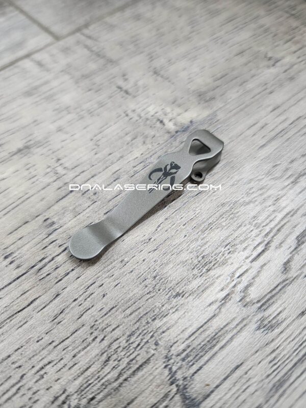 LynchNW Benchmade - Mythosaur Skull -   Engraved Titanium - Deep Carry Pocket Knife Clip - Blacksmith, Satin or Sandwash Finish MADE In USA