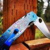 il_fullxfull.4703308053_6lc1-1.jpg Damascus Pattern - Spyderco PM2 TI - Fiber Laser Deep Engraved - Anodized Titanium Knife Scales - Flytanium - Knife & Hardware Optional