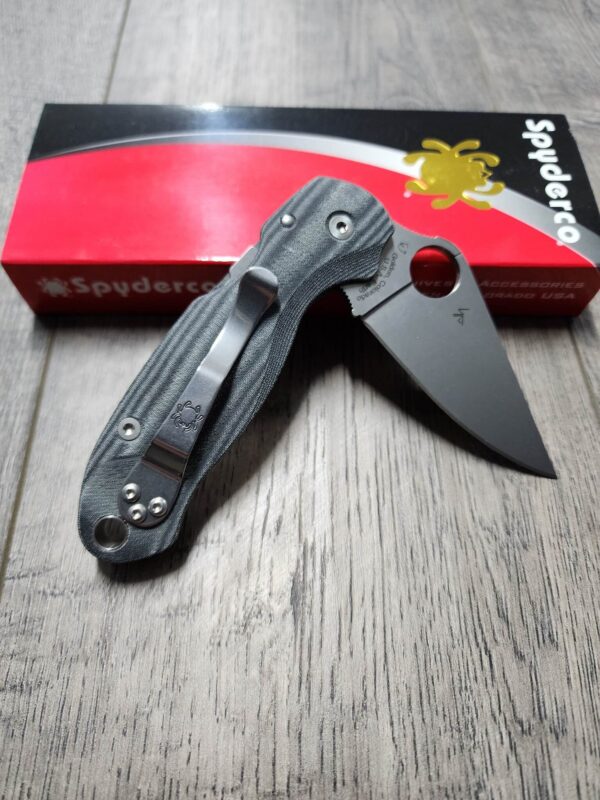 PM3 Lotus - Black Linen Micarta Scales for Spyderco Paramilitary 3  - Flytanium Gear - Knife Install Optional