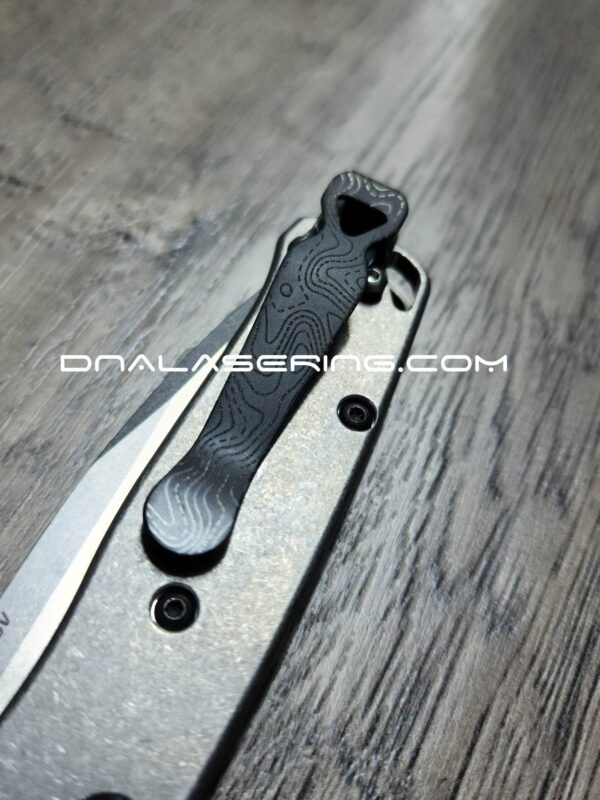 Benchmade - Topographic Map 2.0 - Engraved Titanium - Deep Carry Pocket Knife Clip - Blacksmith Satin or Sandwash Finish MADE in USA