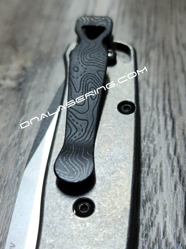 Benchmade - Topographic Map 2.0 - Engraved Titanium - Deep Carry Pocket Knife Clip - Blacksmith Satin or Sandwash Finish MADE in USA