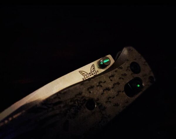 Benchmade - GREEN Glow - Titanium Thumb Stud - Satin Finish with GREEN Glow - Flytanium Gear