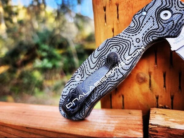 Topographic - Spyderco PM3 Lotus - Engraved Black Linen Micarta Knife Scales - Flytanium Gear - Knife & Hardware Optional