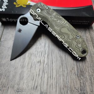 il_fullxfull.4830038579_c4nt.jpg Topographic Map - Spyderco PM3 Lotus - Engraved OD Green G10 Knife Scales - Flytanium Gear - Knife & Hardware Optional