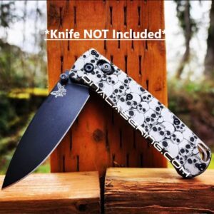 Skulls - Benchmade Bugout TI - Deep Laser Engraved Titanium Scales - Flytanium - EDC Gear *Scales/Handles Only*