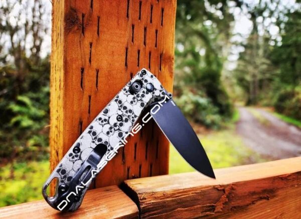 Skulls - Benchmade Bugout TI - Deep Laser Engraved Titanium Scales - Flytanium - EDC Gear *Scales/Handles Only*