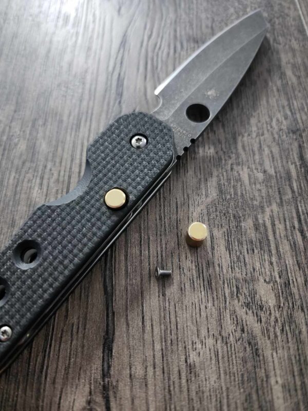 Spyderco Smock - Replacement Button (Lock Release) - Brass - EDC Gear ( knife not included )