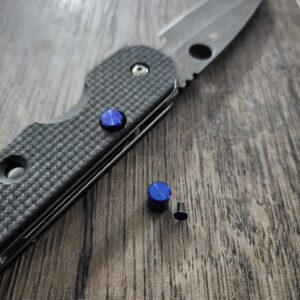 Spyderco Smock - Replacement Button (Lock Release) - Titanium - Blue Anodize - EDC Gear ( knife not included )