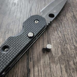 il_fullxfull.4907329174_64im.jpg Spyderco Smock - Replacement Button (Lock Release) - Titanium - Satin - EDC Gear ( knife not included )