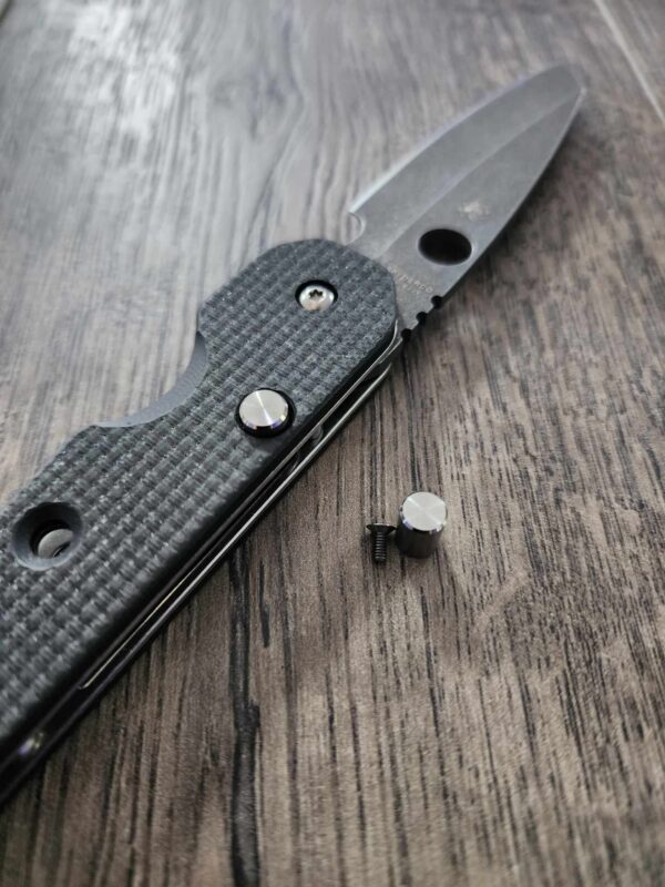 il_fullxfull.4907329174_64im.jpg Spyderco Smock - Replacement Button (Lock Release) - Titanium - Satin - EDC Gear ( knife not included )