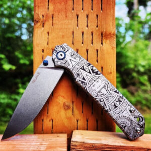 Aztec Calendar - Ruike P801 - Fiber Laser Deep Engraved - EDC Gear - Complete Knife