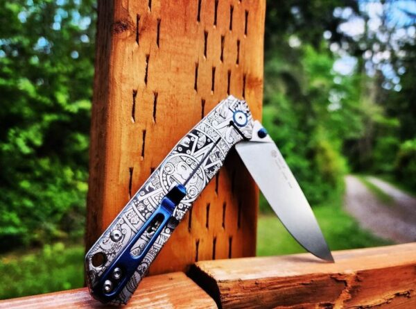 Aztec Calendar - Ruike P801 - Fiber Laser Deep Engraved - EDC Gear - Complete Knife