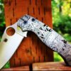 il_fullxfull.4956233532_qvpm-1.jpg Aztec design - Spyderco PM2 TI -Fiber Laser Deep Engraved - Titanium Knife Scales - Flytanium Gear - Knife & Hardware Optional