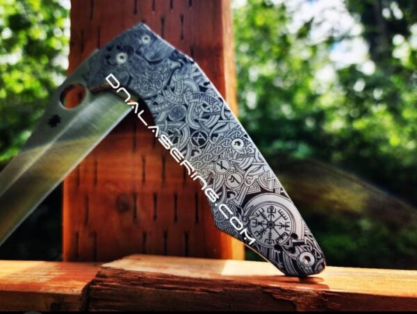 Nordic/Viking Runes - Celtic - Spyderco YoJumbo - Deep Laser Engraved - Titanium Scales - EDC Gear *Scales/Handles Only*