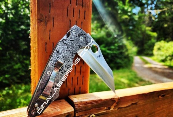 Nordic/Viking Runes - Celtic - Spyderco YoJumbo - Deep Laser Engraved - Titanium Scales - EDC Gear *Scales/Handles Only*