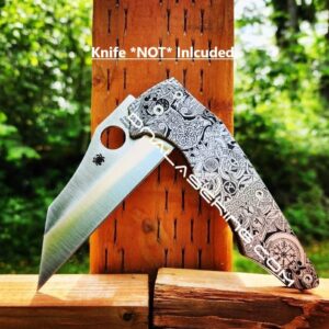 Nordic/Viking Runes - Celtic - Spyderco YoJumbo - Deep Laser Engraved - Titanium Scales - EDC Gear *Scales/Handles Only*