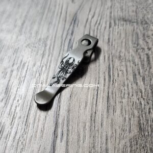 LynchNW Spyderco Shaman - Kraken - Deep Laser Engraved Titanium - Deep Carry Pocket Knife Clip - Satin or Sandwashed Finish