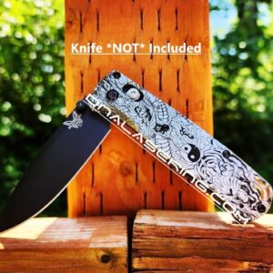 Tiger & Dragon - Yin-Yang - Benchmade Bugout - Deep Laser Engraved - Titanium Knife Scales - Flytanium Gear Scales / knife handles ONLY
