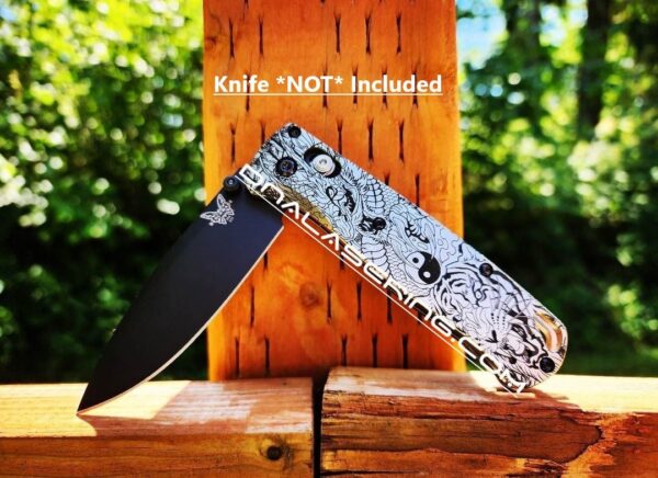 Tiger & Dragon - Yin-Yang - Benchmade Bugout - Deep Laser Engraved - Titanium Knife Scales - Flytanium Gear Scales / knife handles ONLY