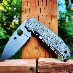 Damascus Pattern - Spyderco Shaman - Fiber Laser Deep Engraved - Titanium Knife Scales - EDC Gear - Scales ONLY - Knife NOT Included