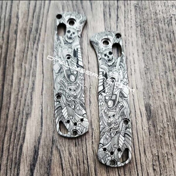 Japanese Warrior - Samurai - MINI Benchmade Bugout - Engraved Titanium Scales - EDC Gear