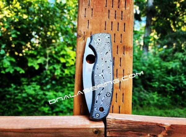 Damascus Pattern - Spyderco Shaman - Fiber Laser Deep Engraved - Titanium Knife Scales - EDC Gear - Scales ONLY - Knife NOT Included