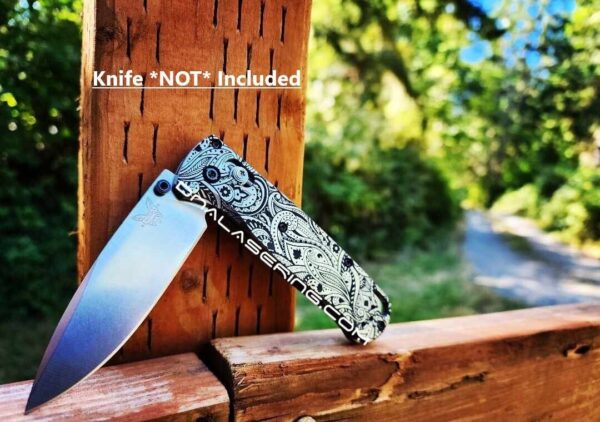 Paisley Leaf - Benchmade Bugout - Engraved Titanium Scales - Flytanium Gear *Scales / Knife handles ONLY*