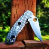 il_fullxfull.5126185460_81lx-1.jpg Dragon Scale - Fish Scale - Spyderco PM2 TI - Fiber Laser Deep Engraved - Titanium Knife Scales - EDC Gear - Knife & Hardware Optional