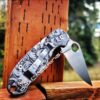 Leaf Scroll Design - Spyderco PM3 - Deep Laser Engraved - Titanium scales - Flytanium Gear - scroll pattern - Optional Knife Install