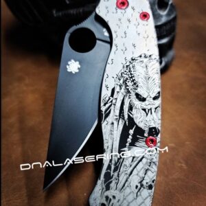 il_fullxfull.5145555652_bglz-1.jpg Predator - Spyderco PM2 - Fiber Laser Deep Engraved - Titanium Knife Scales - EDC Gear - Knife Install Optional Flytanium Gear