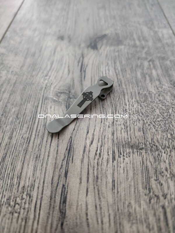 il_fullxfull.5157282873_4uxg-1.jpg Benchmade - Celtic Cross - Engraved Titanium - Deep Carry Pocket Knife Clip - Blacksmith Satin or Sandwash Finish - MADE In USA