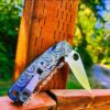 Paisley Leaf - Spyderco PM2 TI - Fiber Laser Deep Engraved - Double Ano Titanium Knife Scales - Flytanium - Knife & Hardware Optional