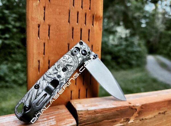 Viking - Odin - Norse God - MINI Benchmade Bugout - Deep Laser Engraved Titanium Scales - EDC Gear *Scales Only*