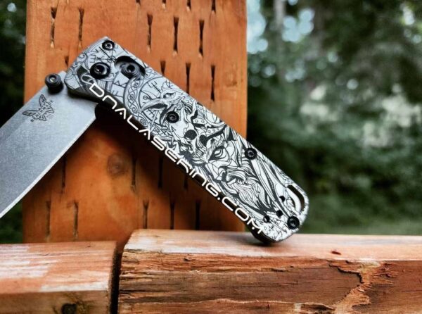 Viking - Odin - Norse God - MINI Benchmade Bugout - Deep Laser Engraved Titanium Scales - EDC Gear *Scales Only*